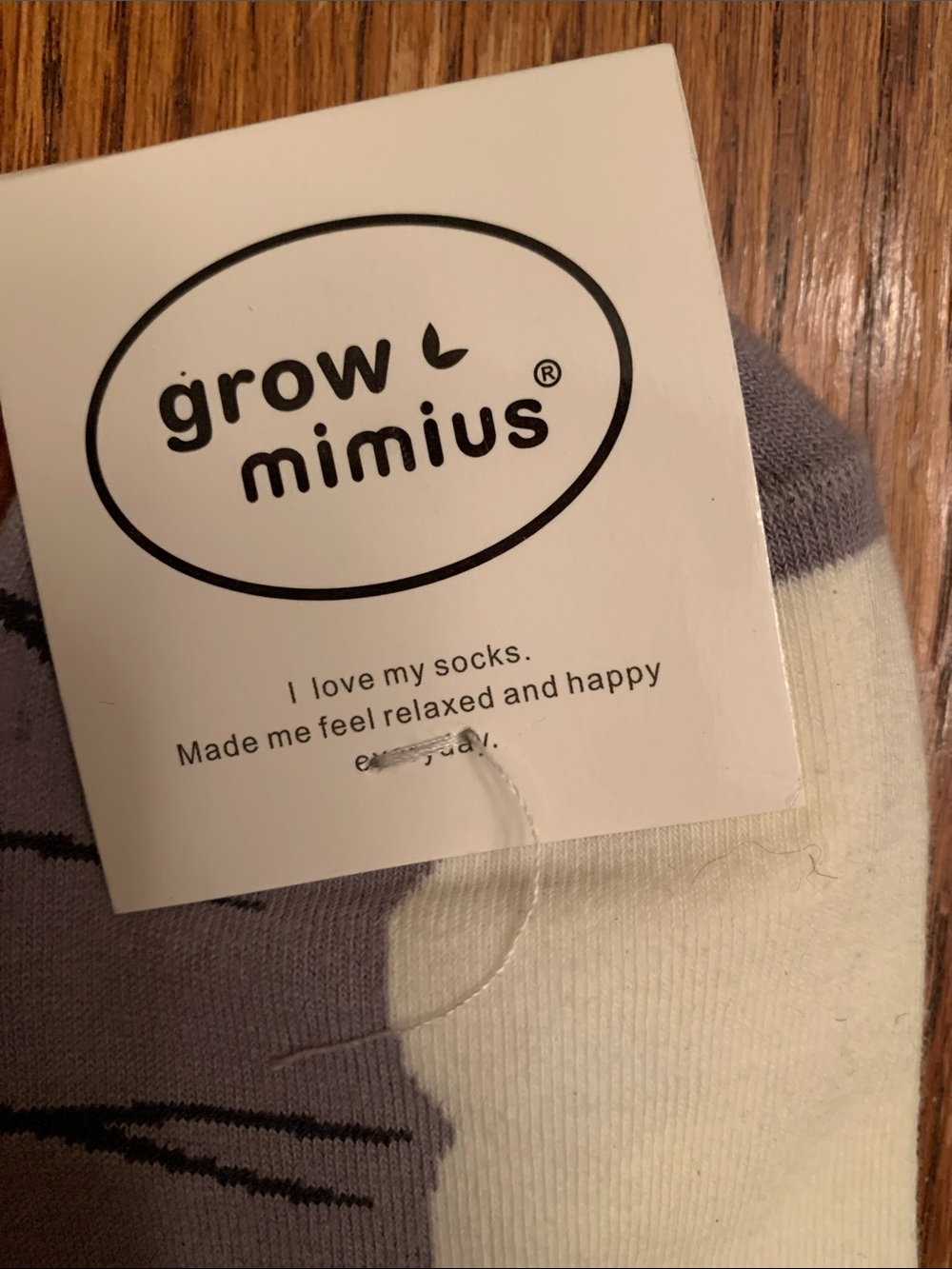 Cat Face Crew Socks - Gray & White - Picture 3 of 3